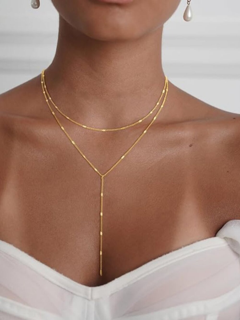 14K Gold Plated Long y Necklace for Women
